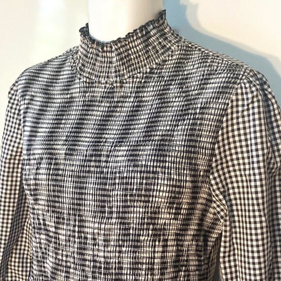 OXL SZ L Black & white gingham check dress Cottage Modest Prairie Western 50s - Picture 2 of 10